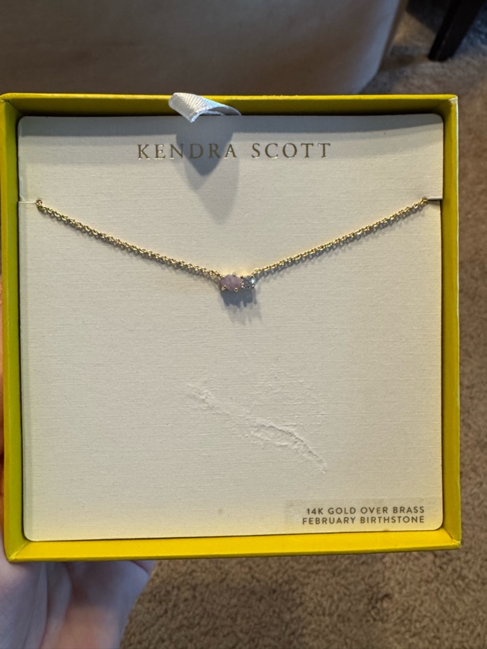 Kendra Scott Gold Necklace with Pink Stone
